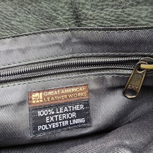 Great American Leather Works Green Leather Handbag Crossbody Shoulder Bag Grunge - Picture 7 of 12